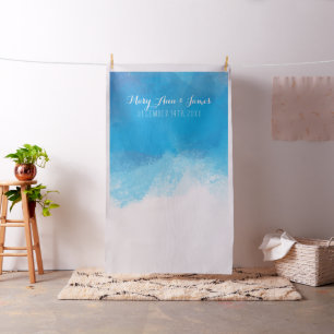 Tecido Foto de Casamento à Parte de Fundo Blue Watercolor