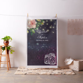 Tecido Foto de Casamento Booth Chic Floral Mason Jar