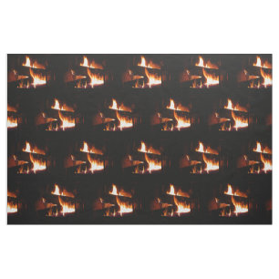 Tecido Fotografia da cena de inverno quente em lareira