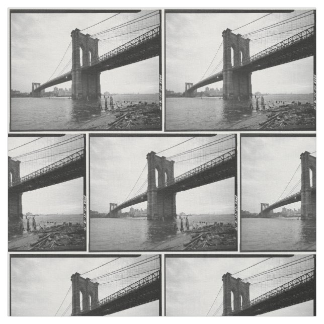 Tecido Fotografia preto e branco da ponte de Brooklyn (Modelo)
