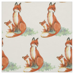Tecido Fox de Momma e ilustração da aguarela do bebê