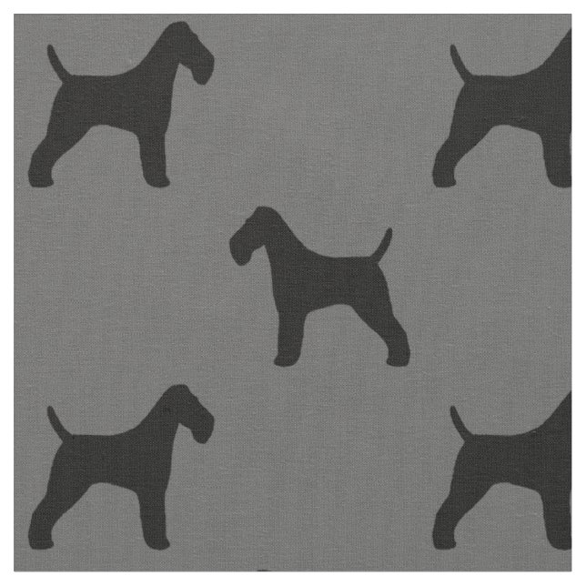 Tecido Fox Terrier Silhouettes Cães Cinza e Preto (Detalhe)