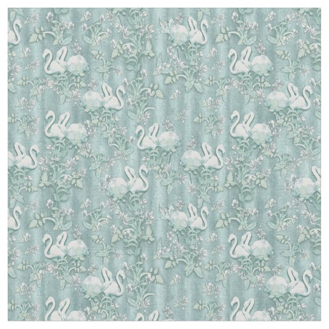 Tecido Frações de Seda Verde Sage - Flamingos (Detalhe)