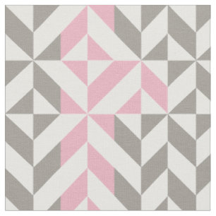 Tecido Framboesa rosa e ZigZag geométrica prateada