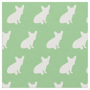 Tecido Francês Bulldog Dog Silhouette Sage Green