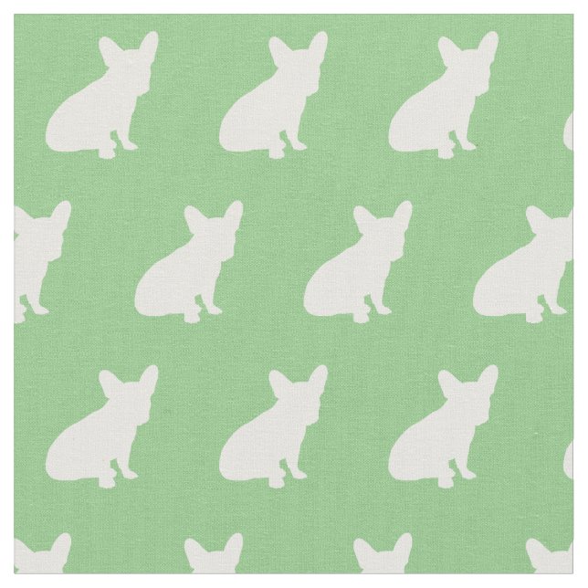Tecido Francês Bulldog Dog Silhouette Sage Green (Detalhe)