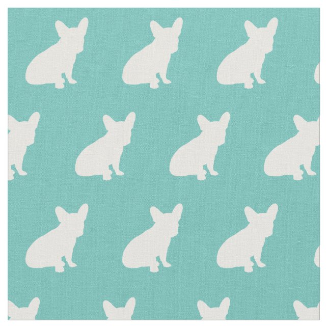 Tecido Francês Bulldog Dog Silhouette Teal (Detalhe)