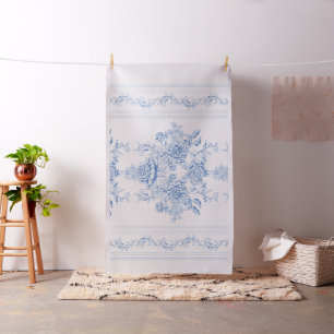 Tecido Francês,chique,vintage,azul pálido,branco,contad