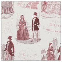 Francês vermelho e branco Toile de Biedermeier do