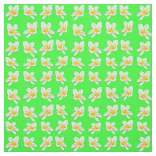 Tecido Frangipanis Amarelos Sobre Verde,
