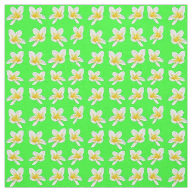 Tecido Frangipanis Amarelos Sobre Verde, (Modelo)