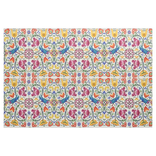 Tecido Frangos Country Retro No Jardim De Flores Padrão (Fat Quarter)