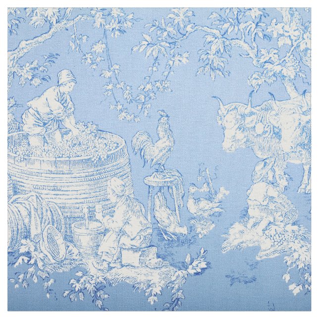Tecido French Blue & White Toile Print Fabric  (Detalhe)