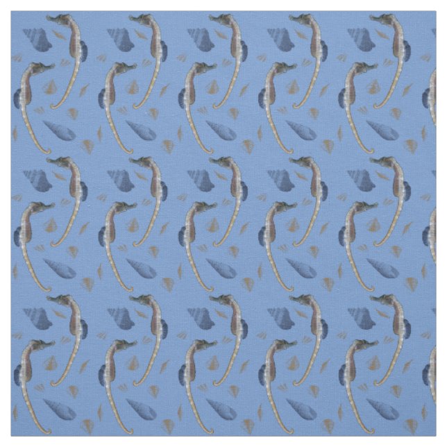 Tecido Frenesi de Cavalo-Marinho (Azul) (Modelo)