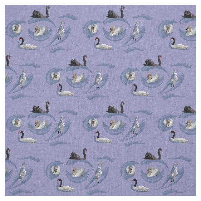 Tecido Frenesi de Cisnes (Lilás) (Modelo)