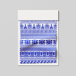 Tecido Frete Grego, Padrão Mediterrânico, Azul