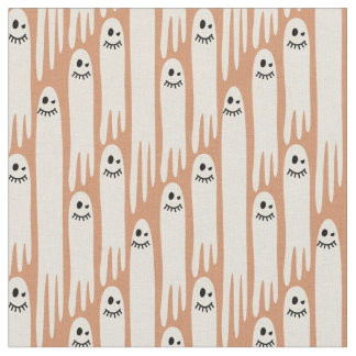 Tecido Friendly Ghosts on Cream and orange – Halloween