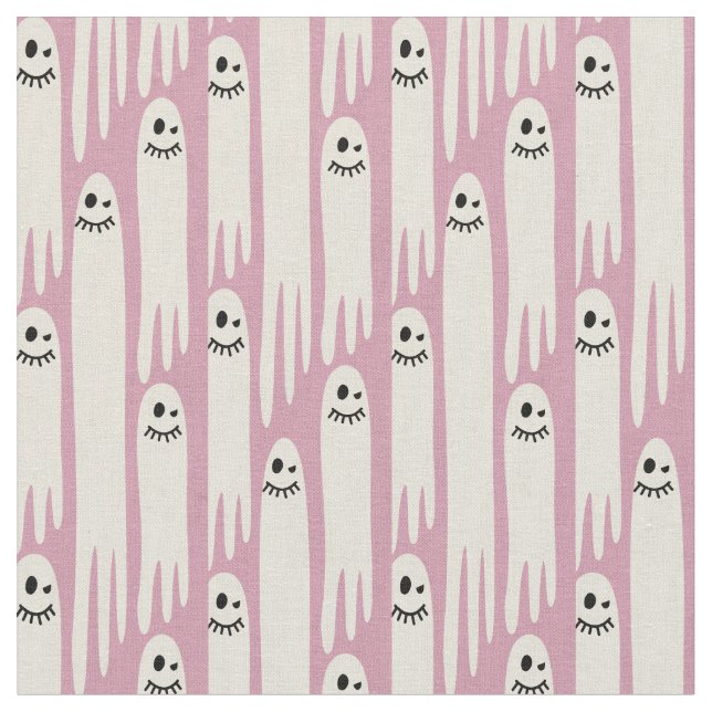 Tecido Friendly Ghosts on Cream and Pink – Halloween Patt (Detalhe)