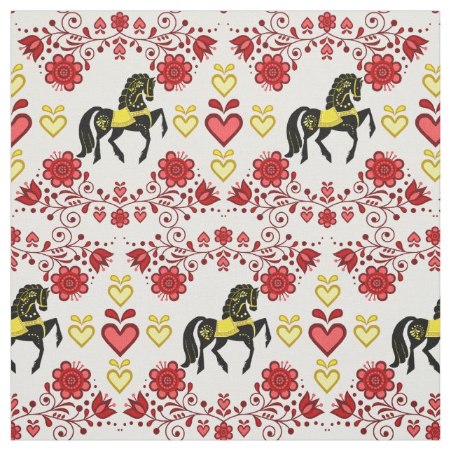 Tecido Frísia/Folk Red/gold/black,corações, 4" (Modelo)
