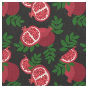 Tecido fruta de romã preto