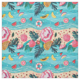 Tecido Fruta Tropical & Guarda-Chuva de Praia