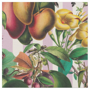 Tecido Frutas e flores tropicais