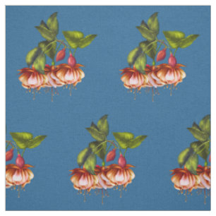 Tecido Fuchsias Tropicais Pintadas e Hummingbird
