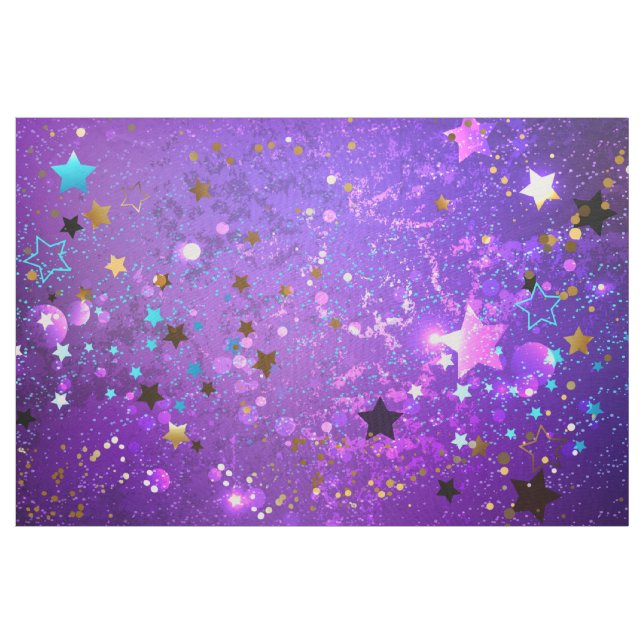 Tecido Fundo de folhas roxas com estrelas (Jarda)