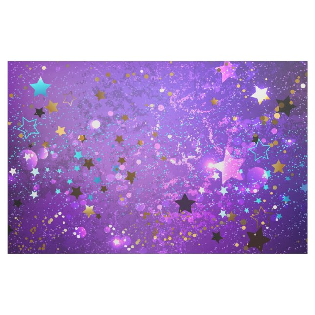 Tecido Fundo de folhas roxas com estrelas (Jarda)