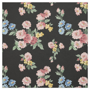Tecido Fundo floral, preto Pastel feminino customizável