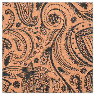 Tecido Fundo Laranja Personalizado por Paisley Floral Pre