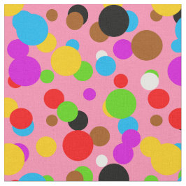 Tecido Fundo Rosa Desenho de Bolinhas Coloridas