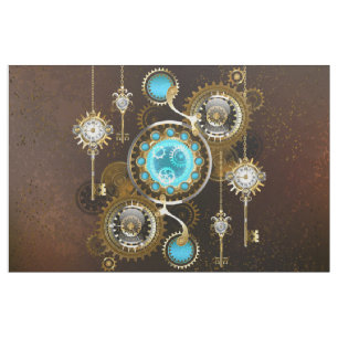 Tecido Fundo Rusty Steampunk com Lentes Turquesa