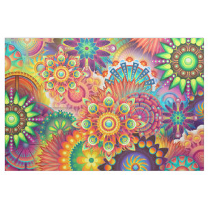 Tecido Funky Retro Pattern Abstrato Bohemian