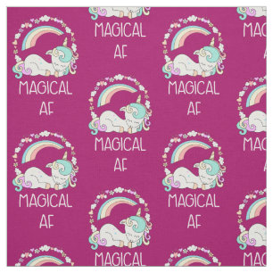 Tecido Funny Unicorn dizendo magia AF