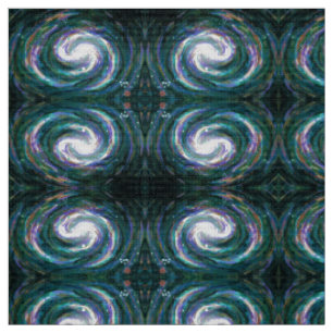 Tecido Galáxia Espiral no Espaço, Verde Escuro e Roxo