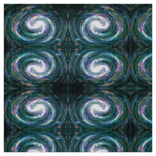 Tecido Galáxia Espiral no Espaço, Verde Escuro e Roxo (Modelo)