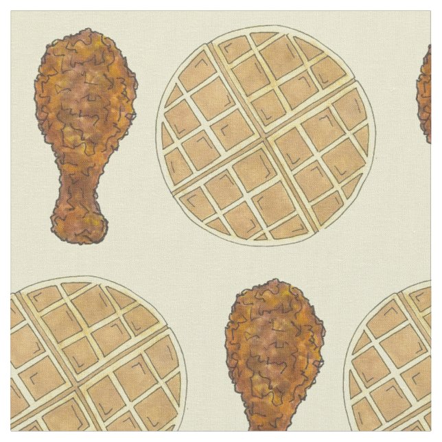 Tecido Galinha e Waffles Comida Sul (Detalhe)