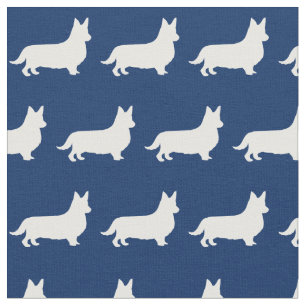 Tecido Galsh Corgi Silhouette Pet Pembroke Marinho Blue