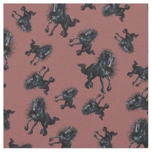 Tecido Garanhão do frisão, cavalo preto da beleza,