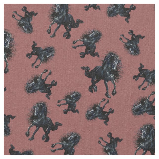 Tecido Garanhão do frisão, cavalo preto da beleza, (Detalhe)