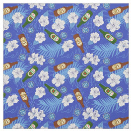 Tecido Garrafas de cerveja Flores tropicais Camisa azul-h