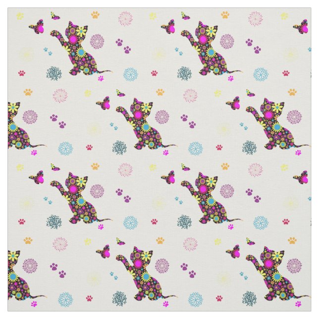 Tecido gatinho floral (Modelo)