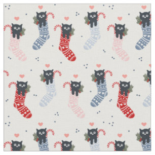Tecido Gatinhos Gatos nas Férias de Natal