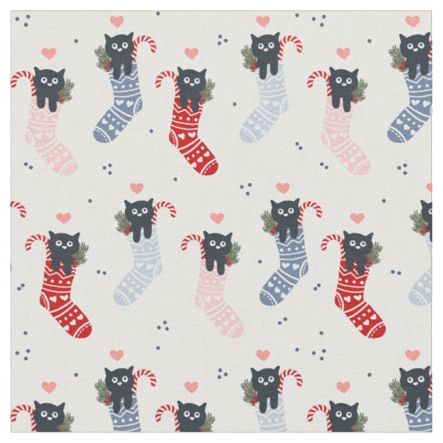 Tecido Gatinhos Gatos nas Férias de Natal (Detalhe)