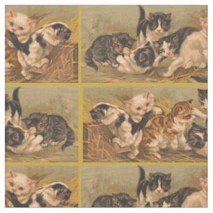 Tecido Gatinhos vitorianos impressão