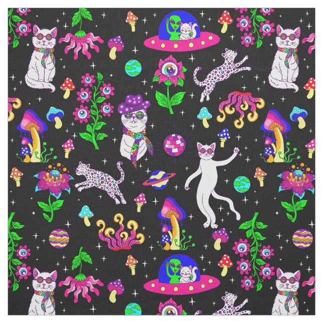 Tecido gato alienígena disco espaço sideral leopardo surr (Modelo)