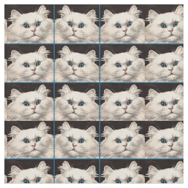 Tecido gato branco com olhos azuis impressão (Detalhe)