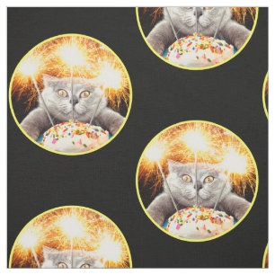 Tecido Gato com Cupcake