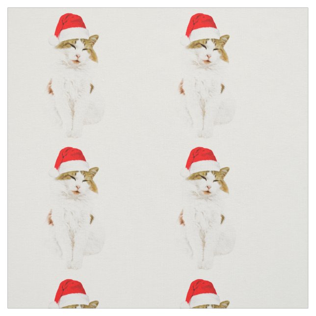 Tecido Gato com Papai noel (Modelo)